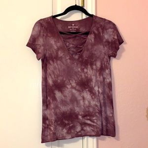 Soft & Sexy purple and white tie-dye v-neck